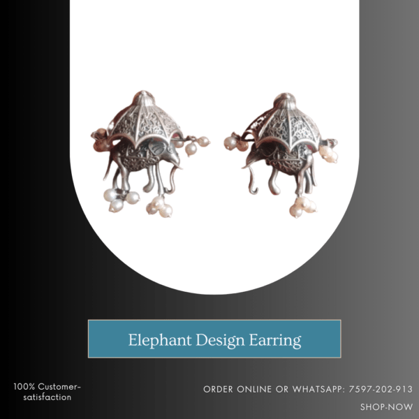 Oxidised Elephant design earrings