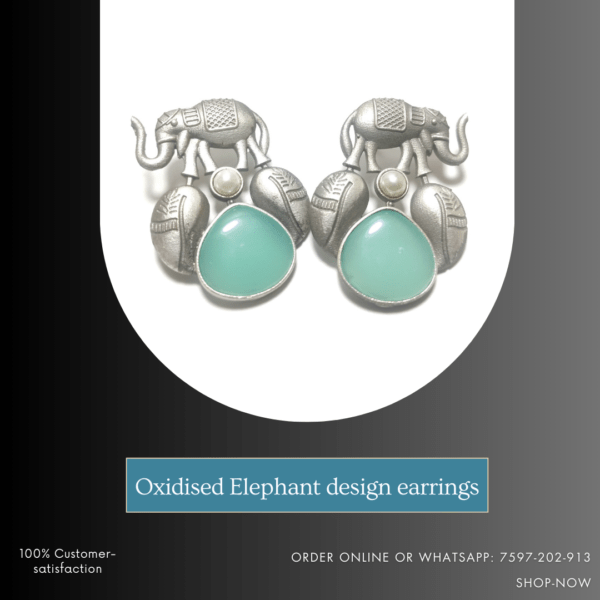 Oxidised Silver Elephant Design