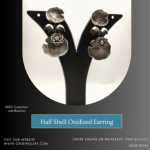 Half Shell Oxidized Earring