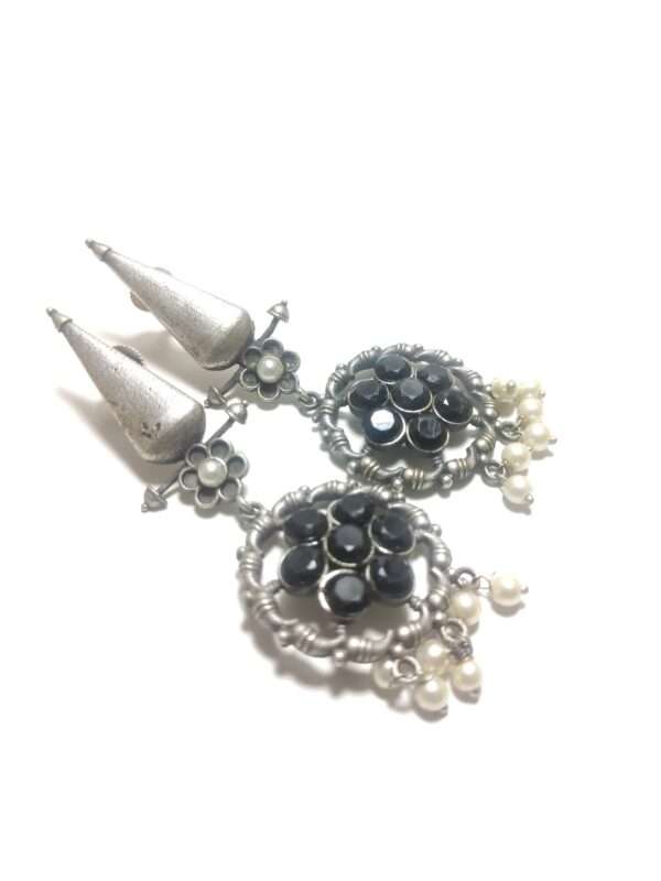 Handmade Oxi-Silver Plated Drop Earrings - Image 4