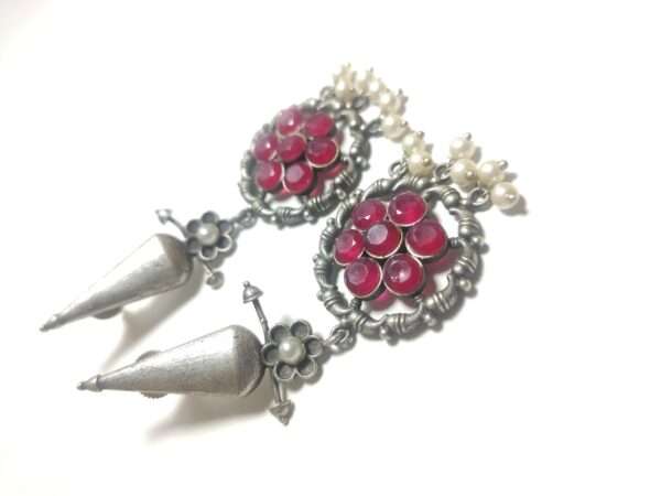 Handmade Oxi-Silver Plated Drop Earrings - Image 2