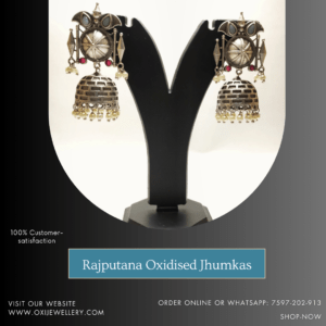 Rajputana Oxidised Jhumkas