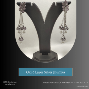 Oxi 3 Layer Silver Jhumka