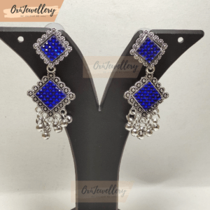 Oxi Designer Jhumki blue