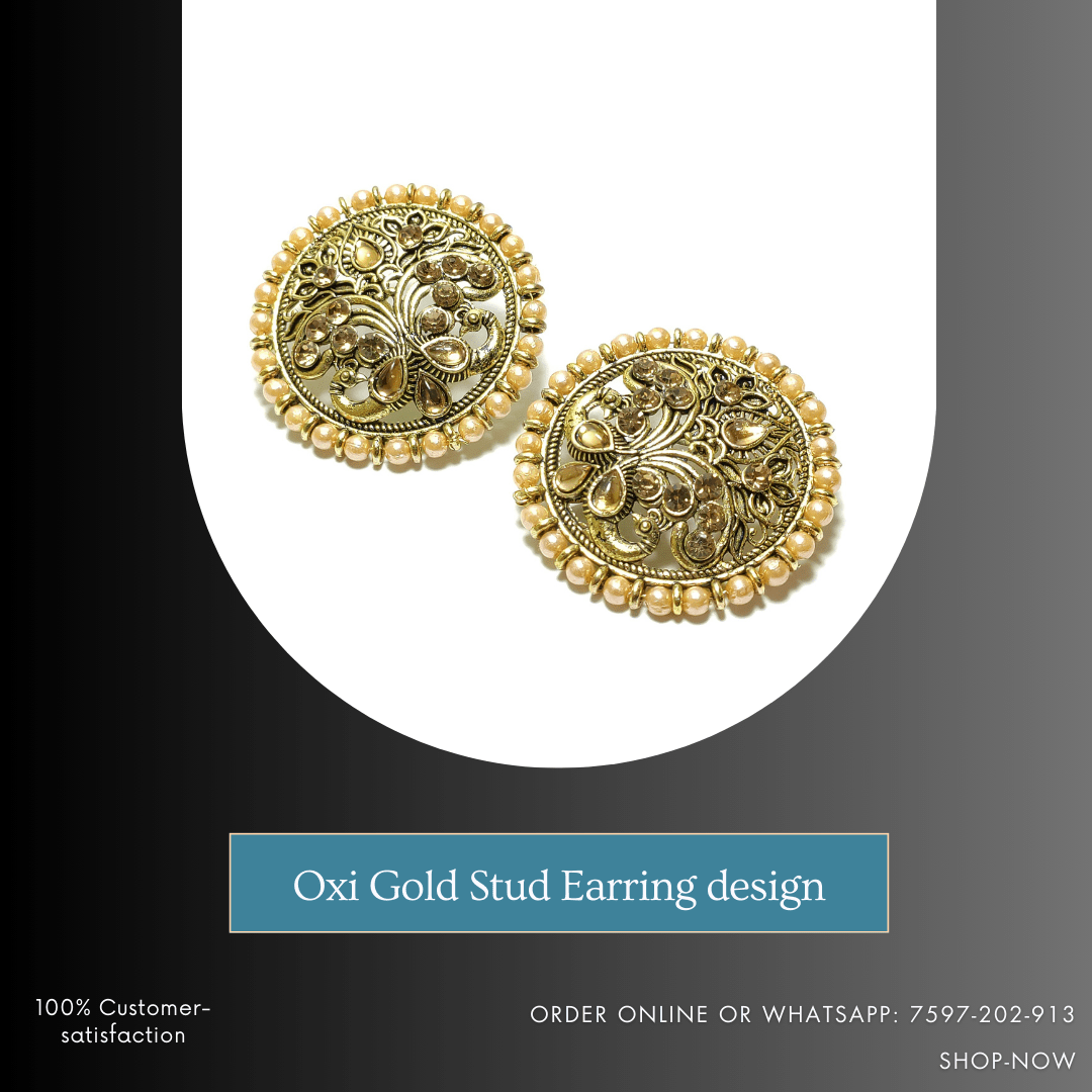 Dubai Gold Plated Big Stud Earrings in Exclusive Design