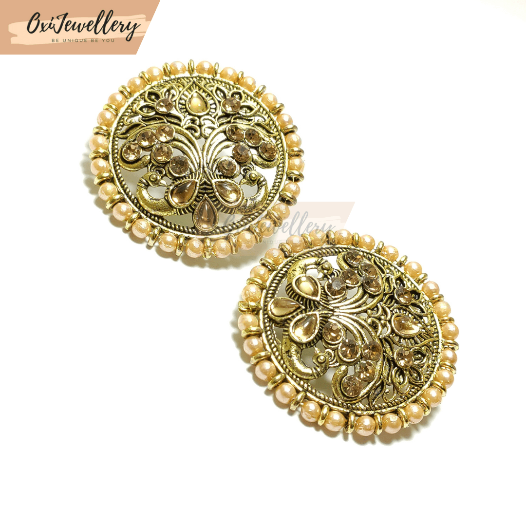 Buy 22k Flame in Circle CZ Gold Stud Earrings Online from Vaibhav Jewellers