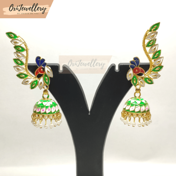 Oxi Peacock Design Jhumka - Image 2