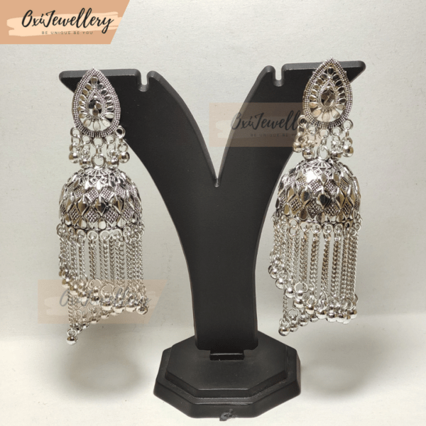 Oxi Silver Long Jhumka - Image 2