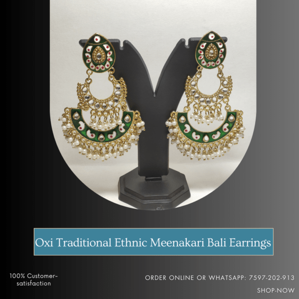 Meenakari Bali Earrings Green