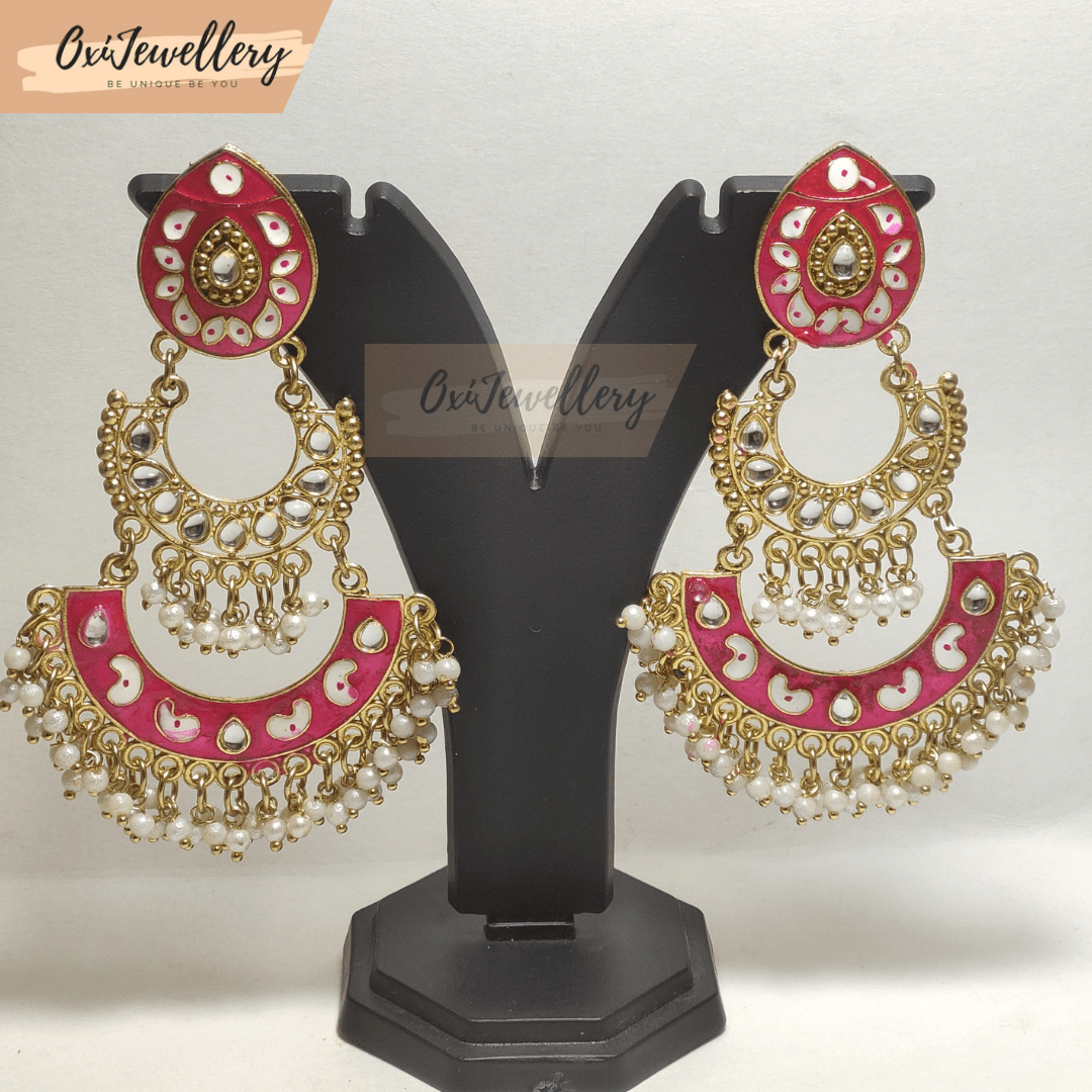 Meenakari Bali Earrings Red