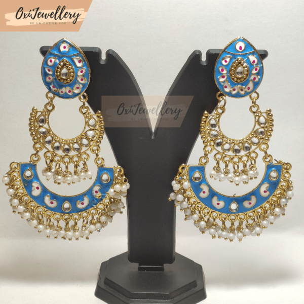 Meenakari Bali Earrings Blue