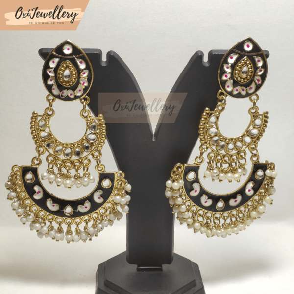 Meenakari Bali Earrings Black