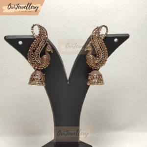 Plated Peacock Design Jhumka golden